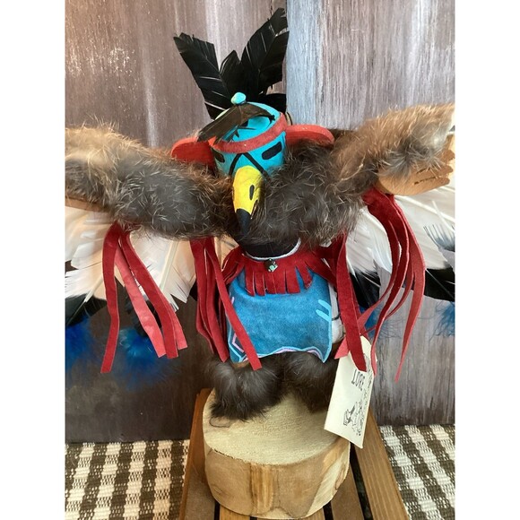 Kachina Doll EAGLE DANCER Signed /Number Fyazzie Eagle 11" T x 14"W Rain Weather - Picture 3 of 16